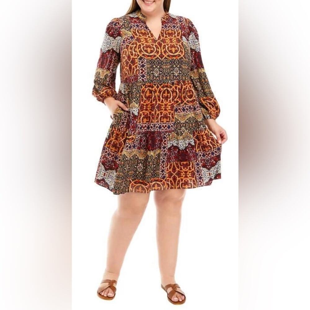 Jessica Howard Bohemian Patchwork Dress size 16 NWT